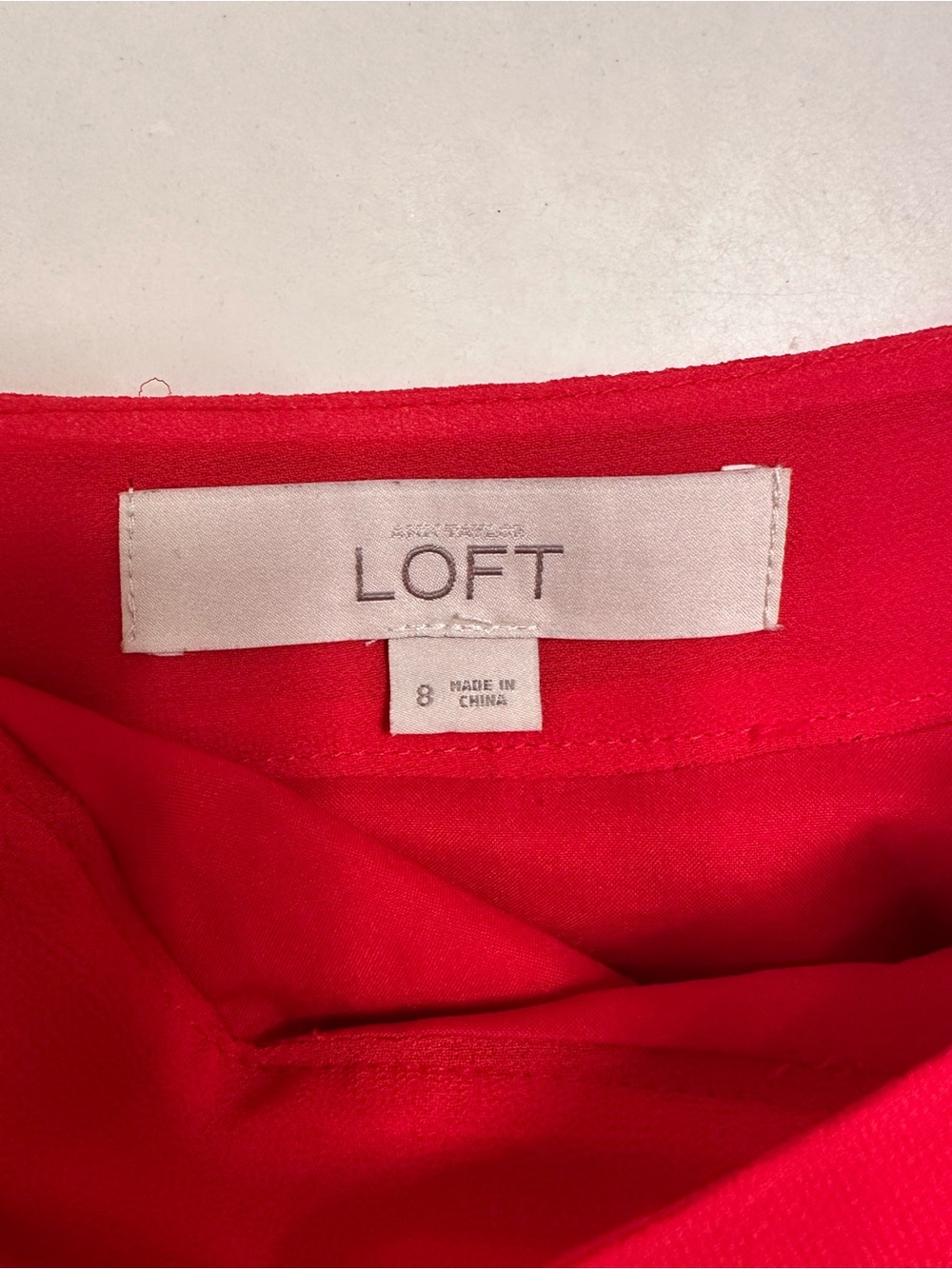 LOFT Red Pleated Skater Skirt - Picture 6 of 8